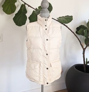 Roots Cream Puffer Vest with Turquoise Detail